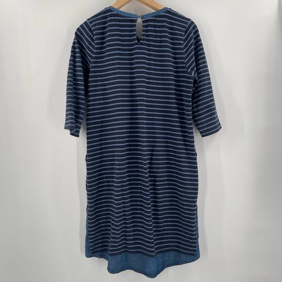 J.JILL Dress Size Small Denim Chambray Blue Jean Shift Shirttail Cotton Tencel - Picture 3 of 13